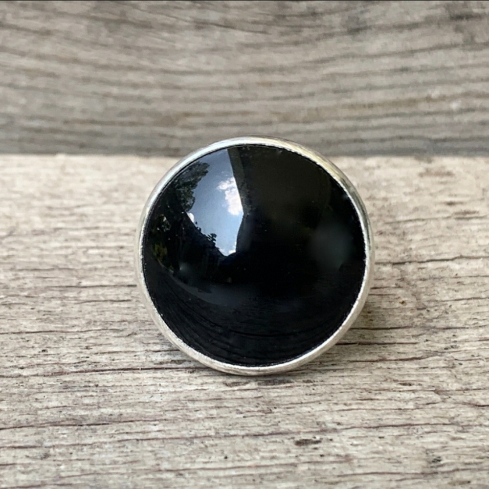Black onyx sterling silver ring - Picture 2 of 4